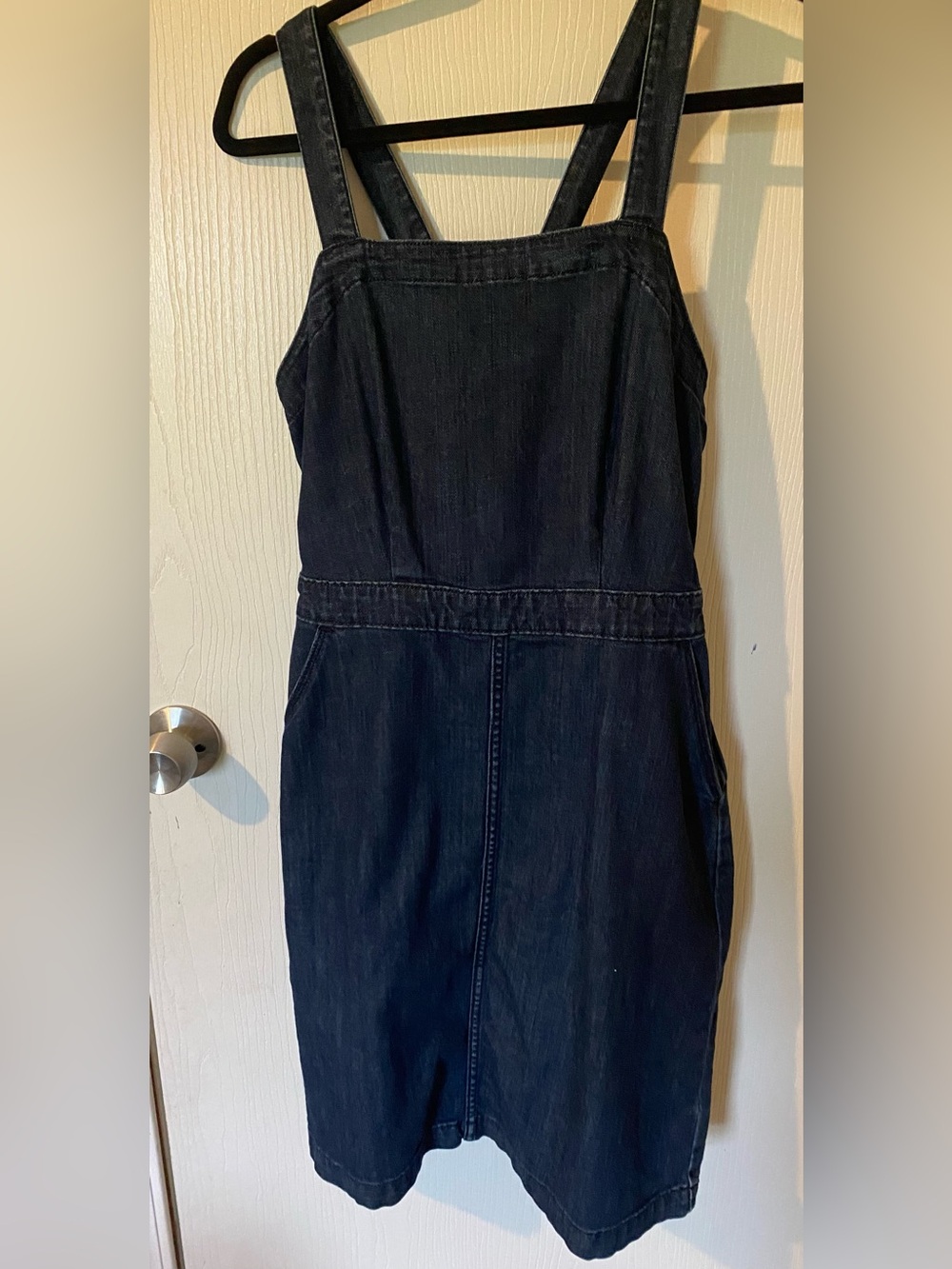Universal Thread Dark Blue Denim Pinafore Midi Dress
